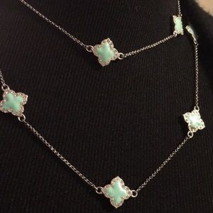 Silver/turquoise clover necklace.